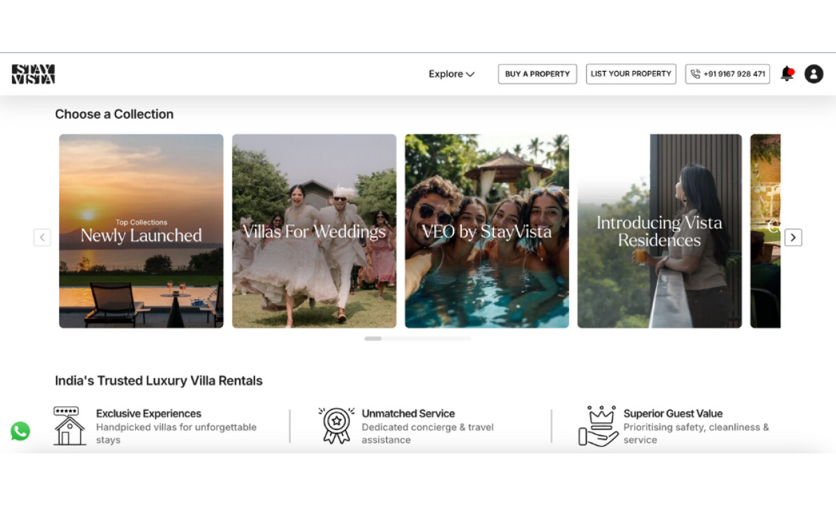 StayVista Website's Functional and Visual Design