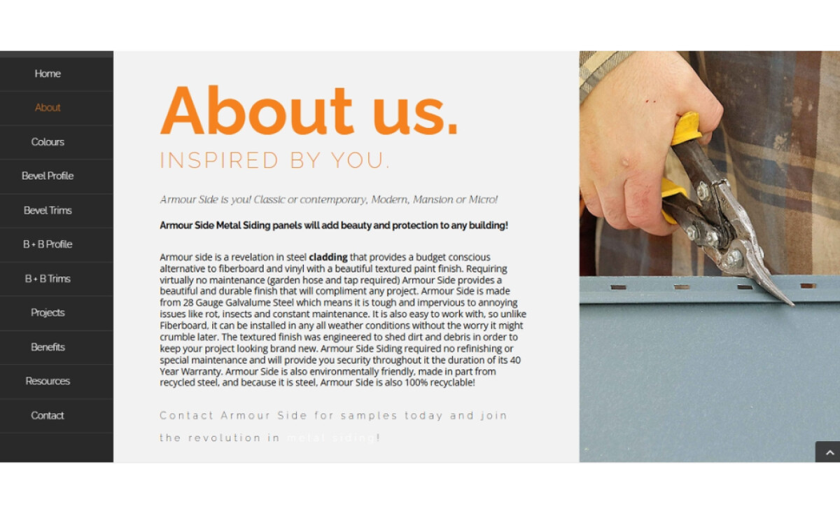 Armour Side about section by Reform Creative.