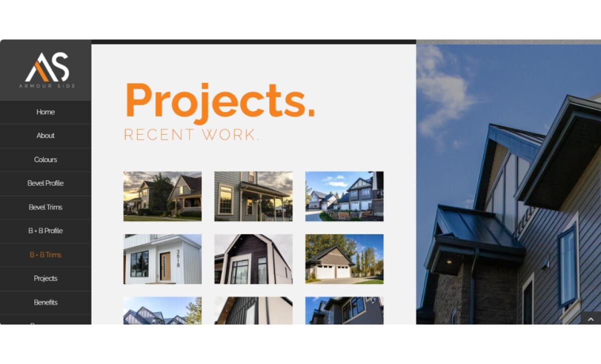 Armour Side projects section by Reform Creative.