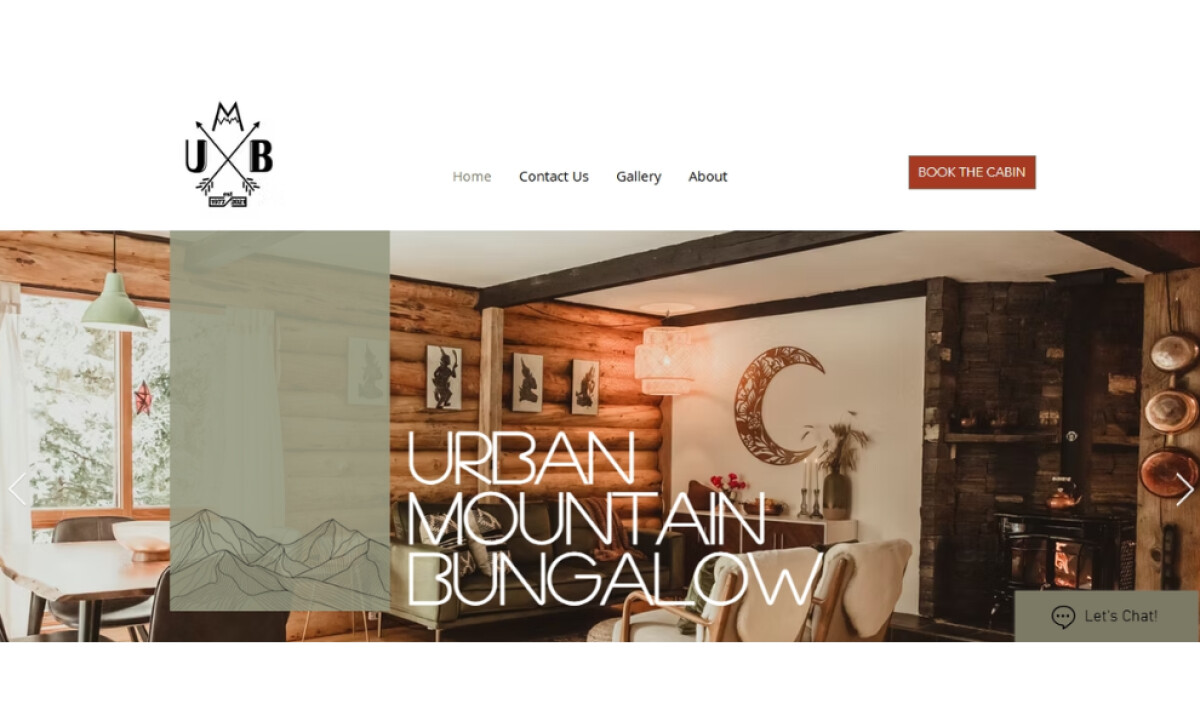 Urban Mountain Bungalow Home Page website design by K Graphic Design.