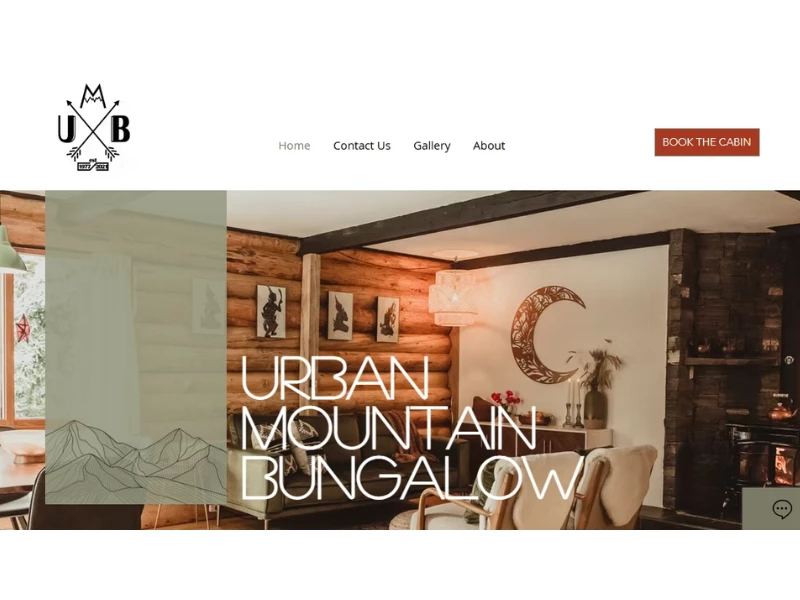 Urban Mountain Bungalow Home Page website design by K Graphic Design.