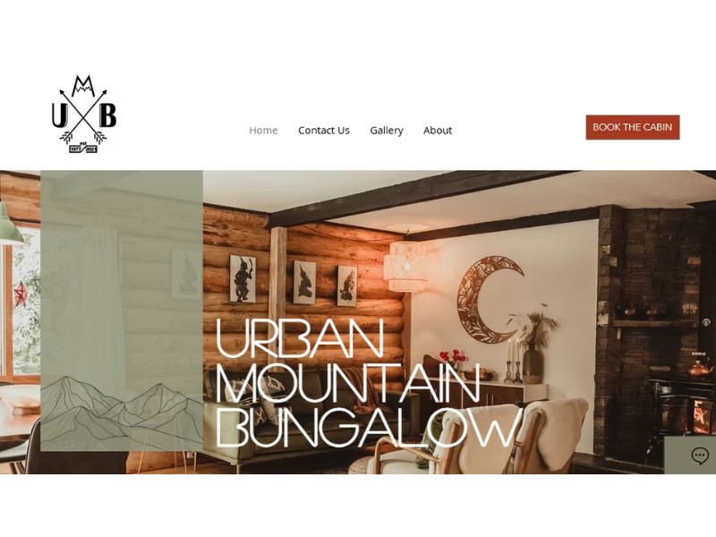 Urban Mountain Bungalow Home Page website design by K Graphic Design.