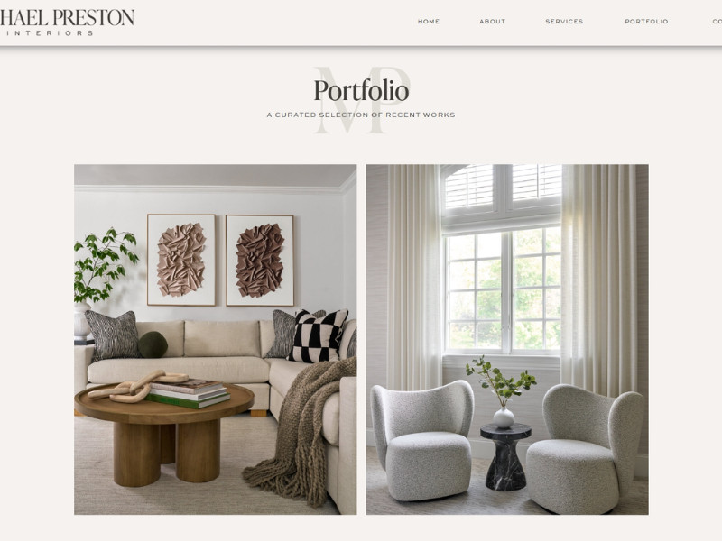 Michael Preston Interiors Website Design by Swan Haus