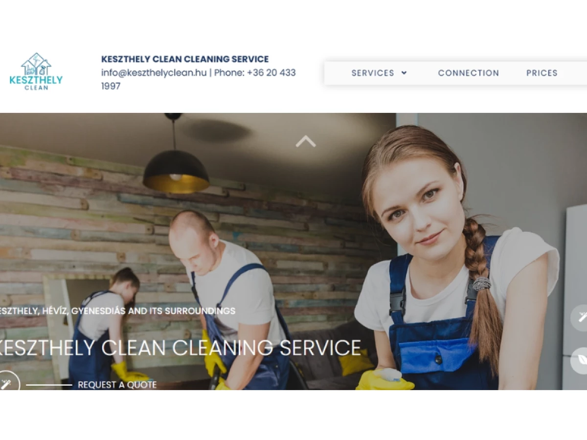 KEŞZTHELY CLEAN Home Page website design by Kfaktor.