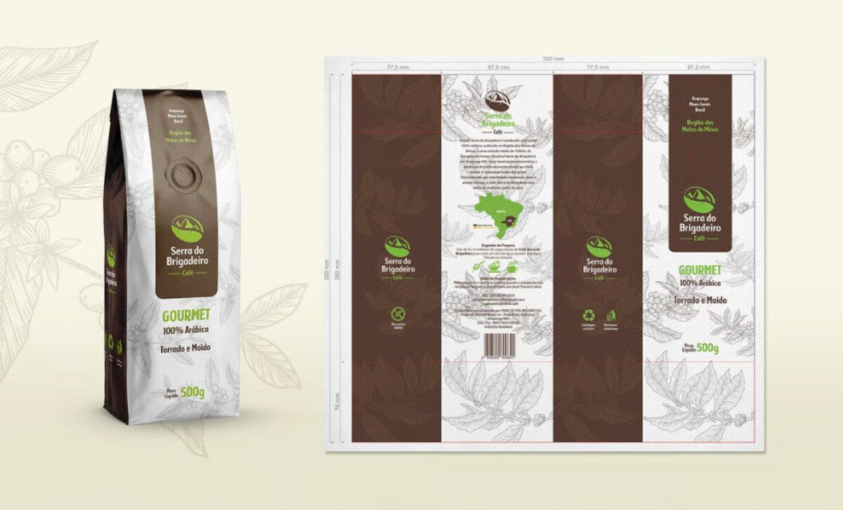 Serra do Brigadeiro Coffee bag mockup by Rocket Brands.