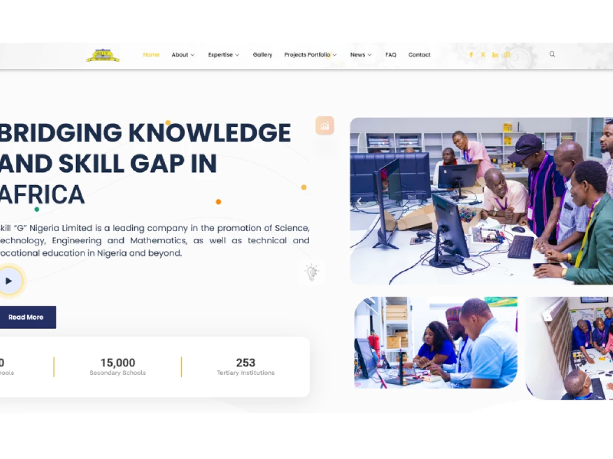 Skill "G" Nigeria Ltd. Home Page website design by Velour and Barrette Nigeria Ltd.