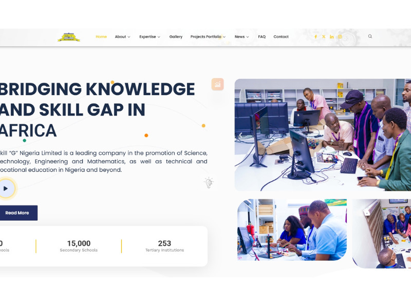 Skill "G" Nigeria Ltd. Home Page website design by Velour and Barrette Nigeria Ltd.