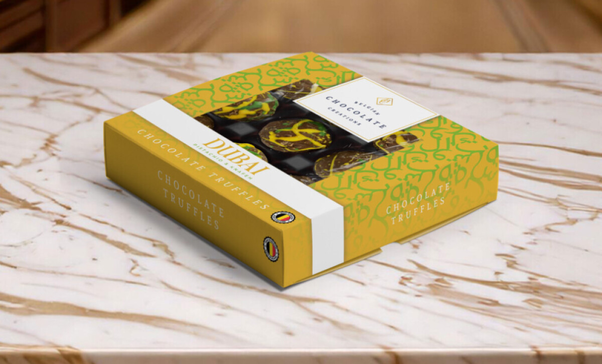 Box of Belgian Chocolate Creations by Kirsten Graphic Design.