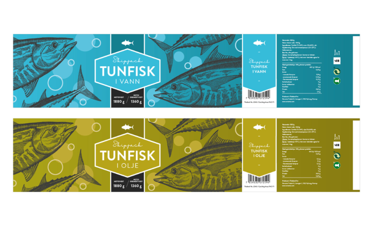 Flat Label Designs for Skippack Tuna Variants