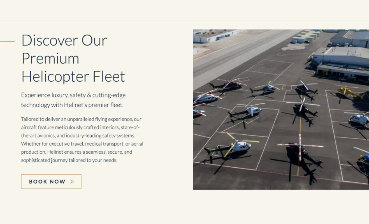 Helinet Aviation Website's Enhanced UI