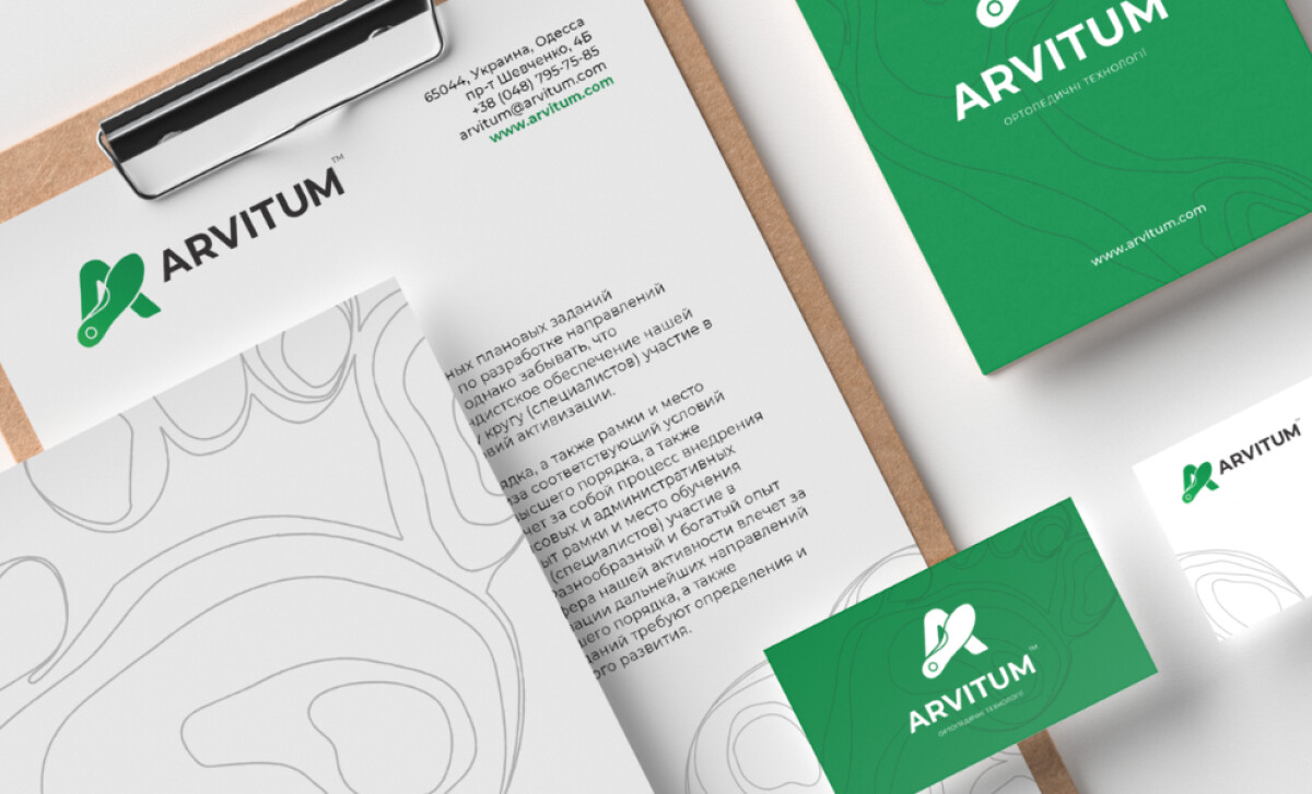 Branded stationery for ARVITUM™ by 1080 Digital Agency.