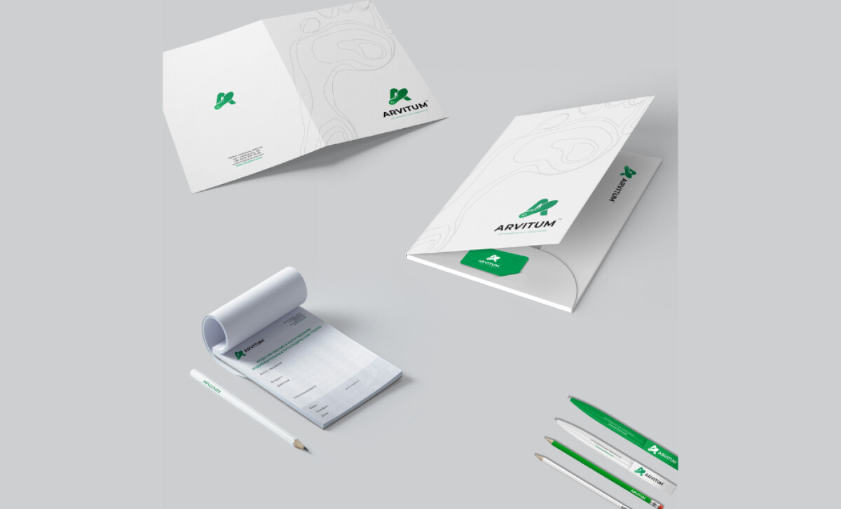 Assortment of ARVITUM™ corporate stationery by 1080 Digital Agency.