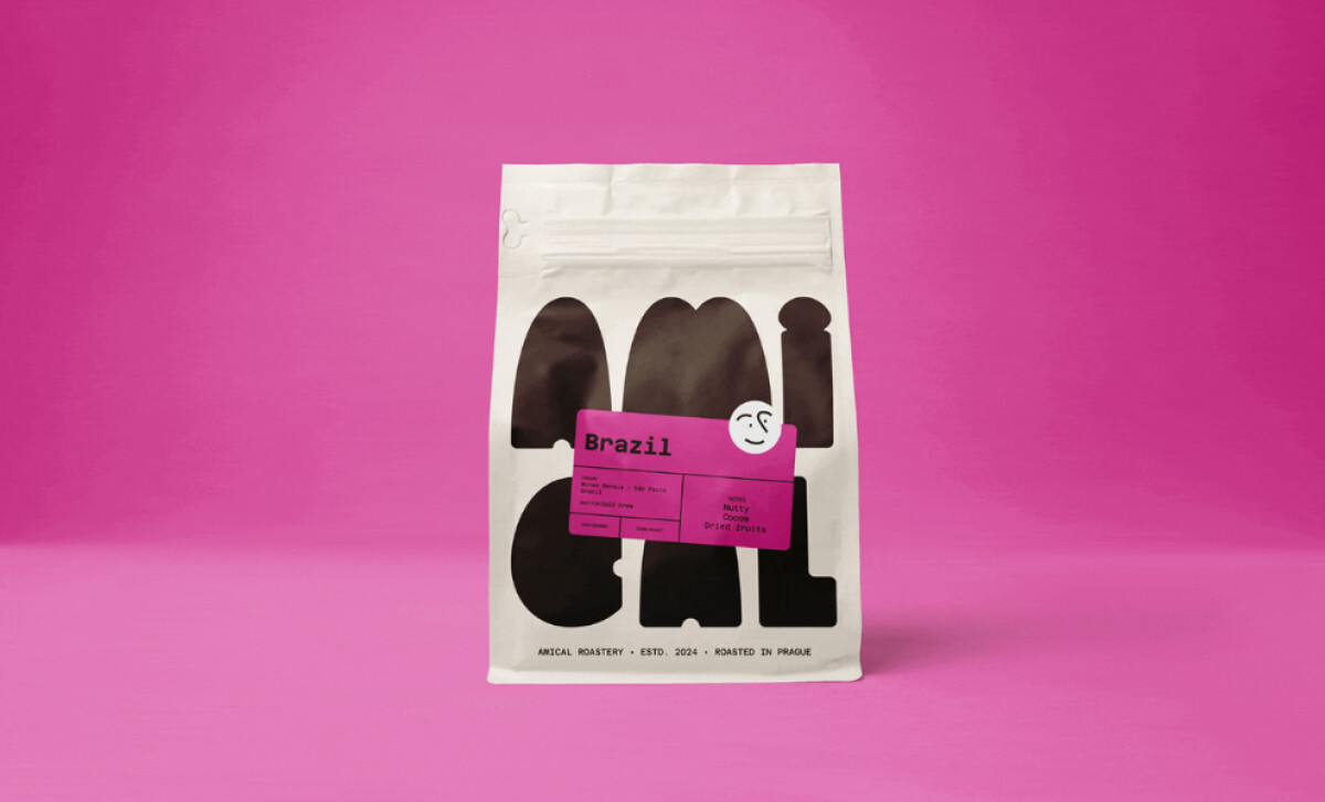 Amical pink 'Brazil' label by Melvin-Kevin Methe