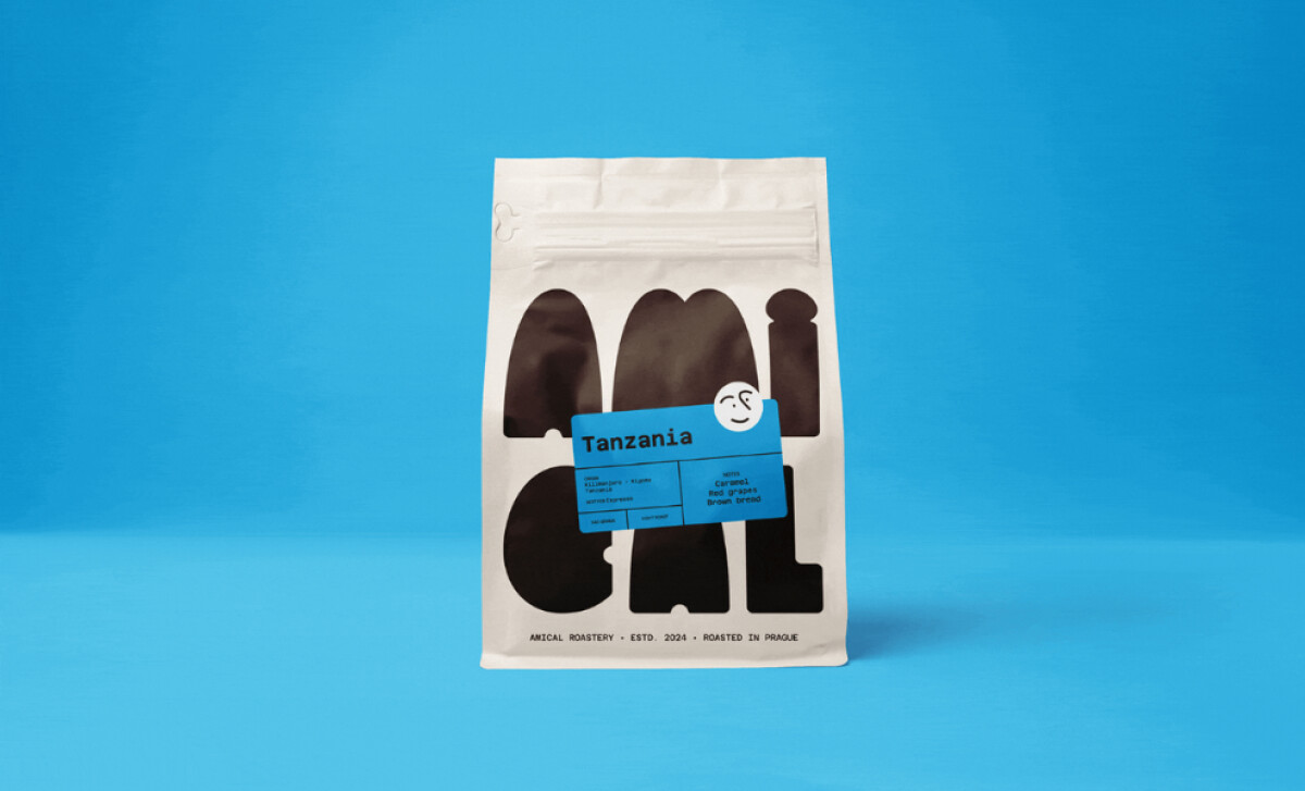 Amical blue 'Tanzania' label by Melvin-Kevin Methe.