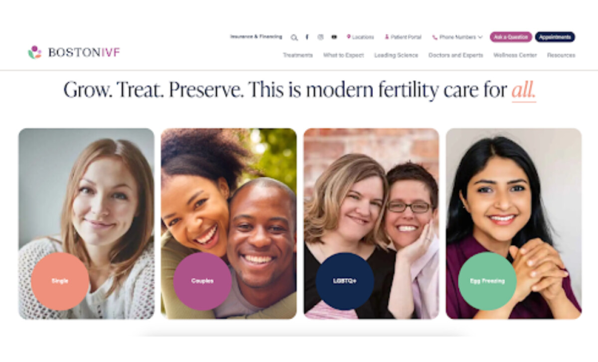 Boston IVF Website's Soft Color Accents