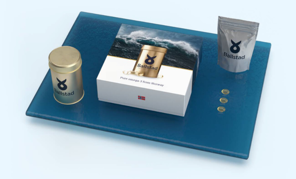 Product arrangement for Ballstad Omega-3 by Mark Hale Design Studio.