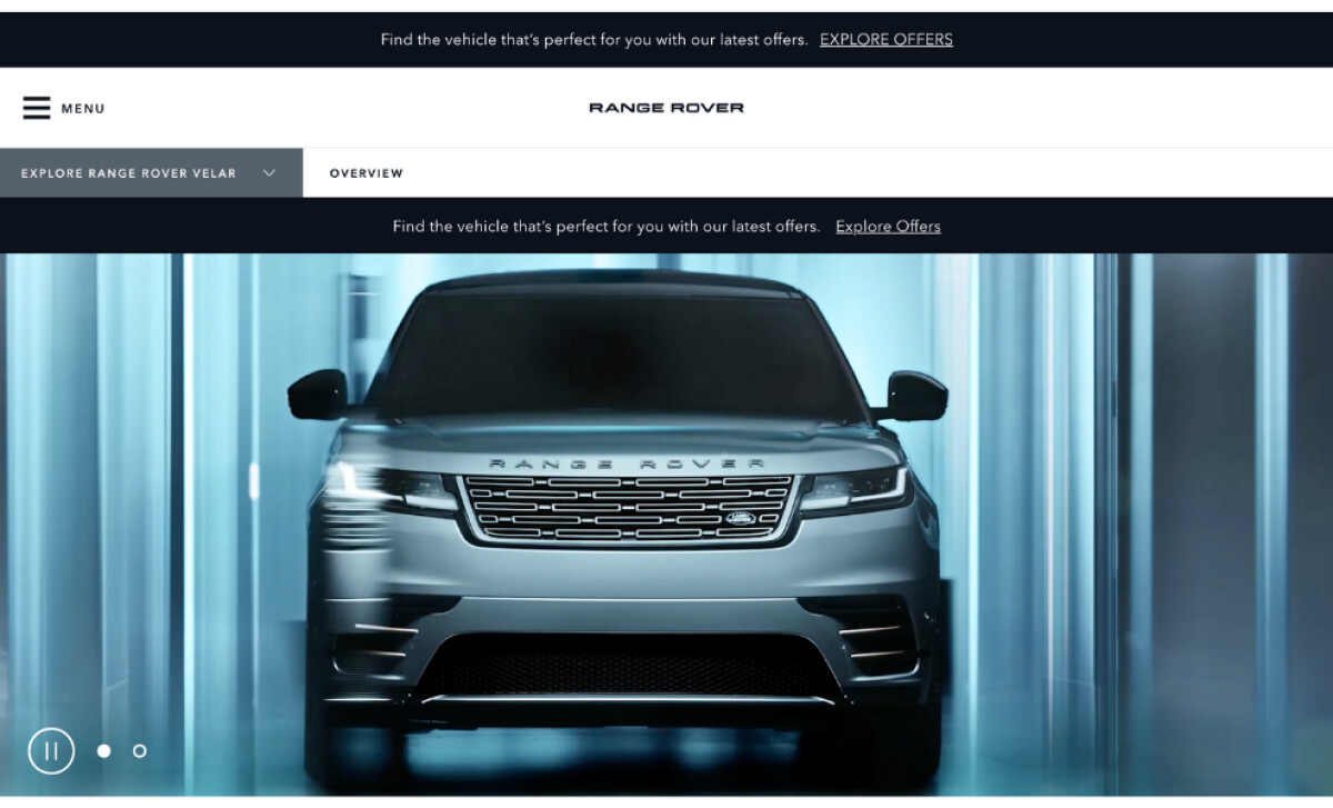 Range Rover Velar Website Design
