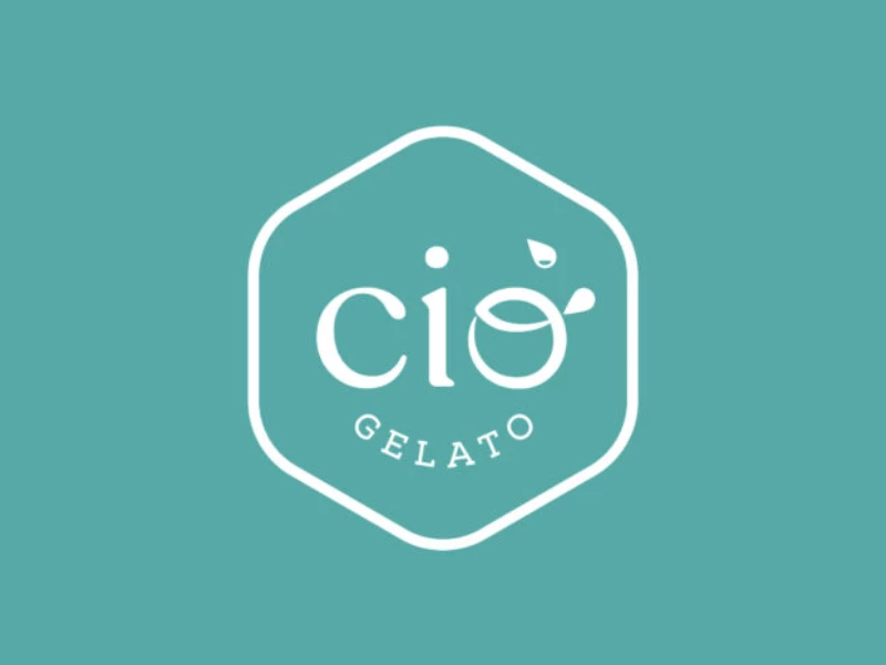 Ciò Gelato logo on a teal background by doppia R.