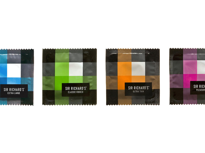 Sir Richard’s packaging design in colorful plaid-patterned wrappers