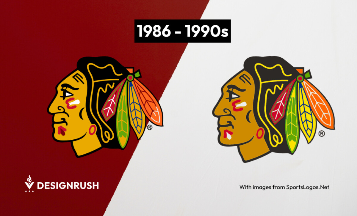 Chicago Blackhawks 1986 - 1990s Logo Design