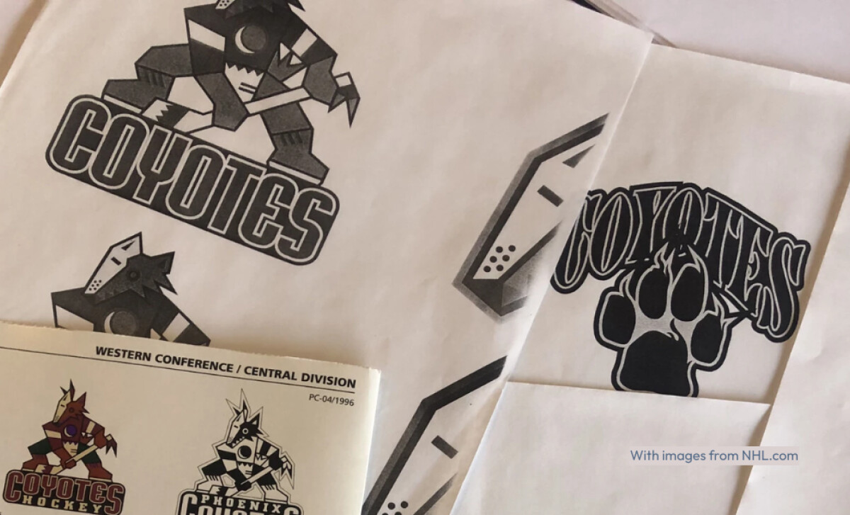 Arizona Coyotes prototype designs of original 1996 logo