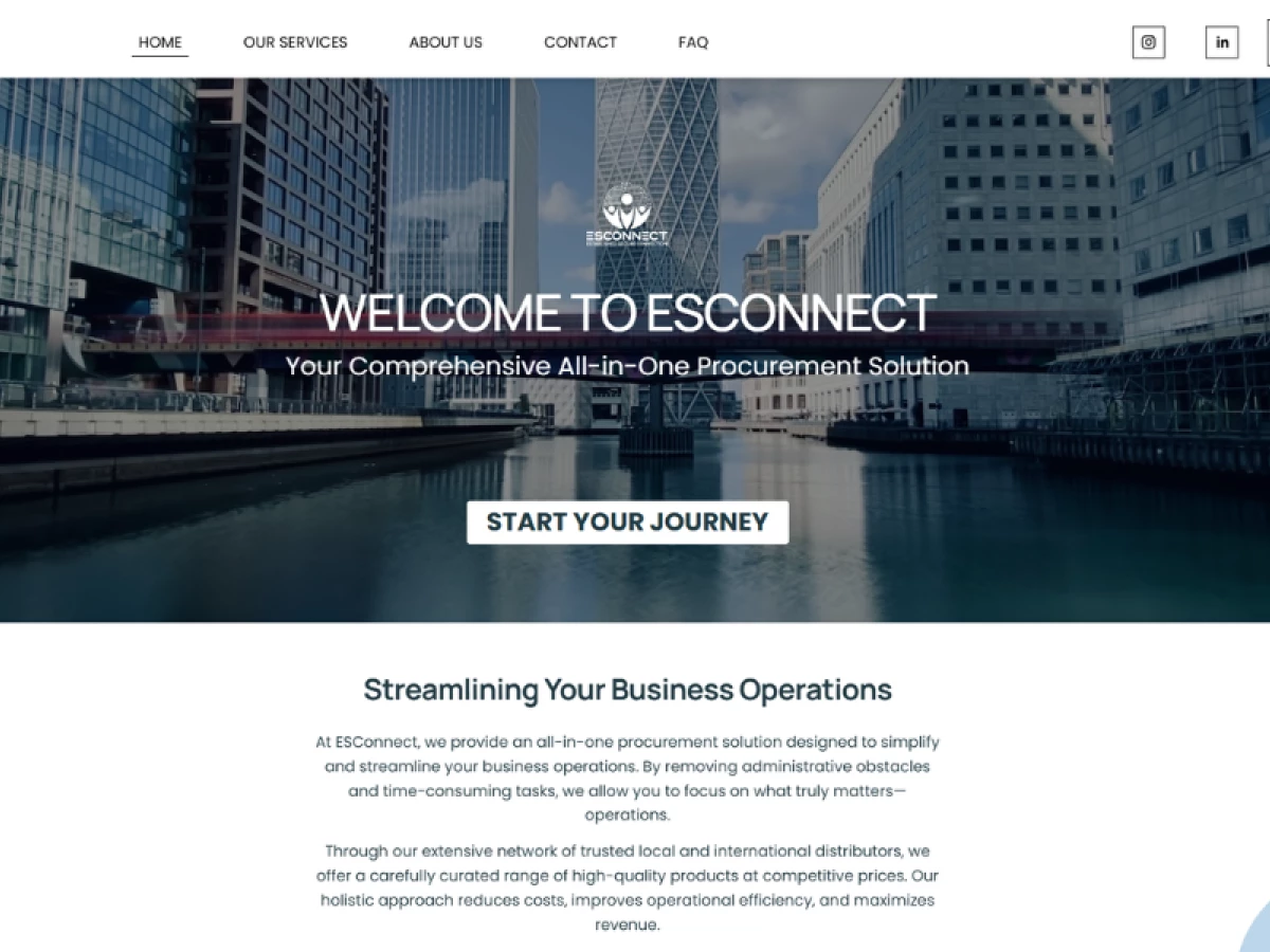 ESConnect Home Page website design by Qualia Solutions.