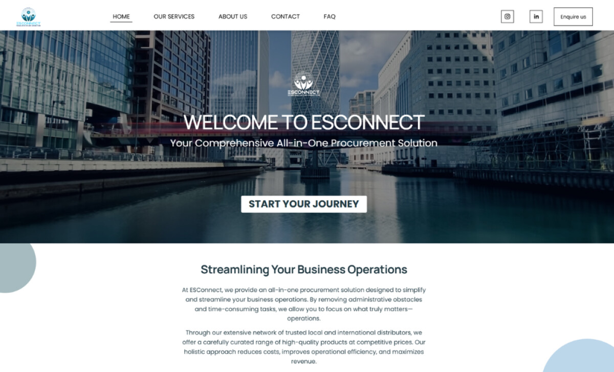 ESConnect Home Page website design by Qualia Solutions.