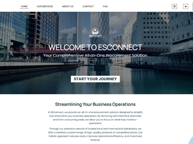 ESConnect Home Page website design by Qualia Solutions.