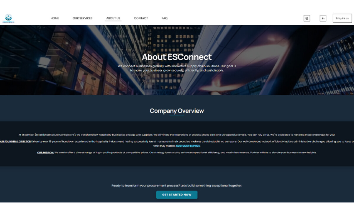ESConnect About Us section by Qualia Solutions.