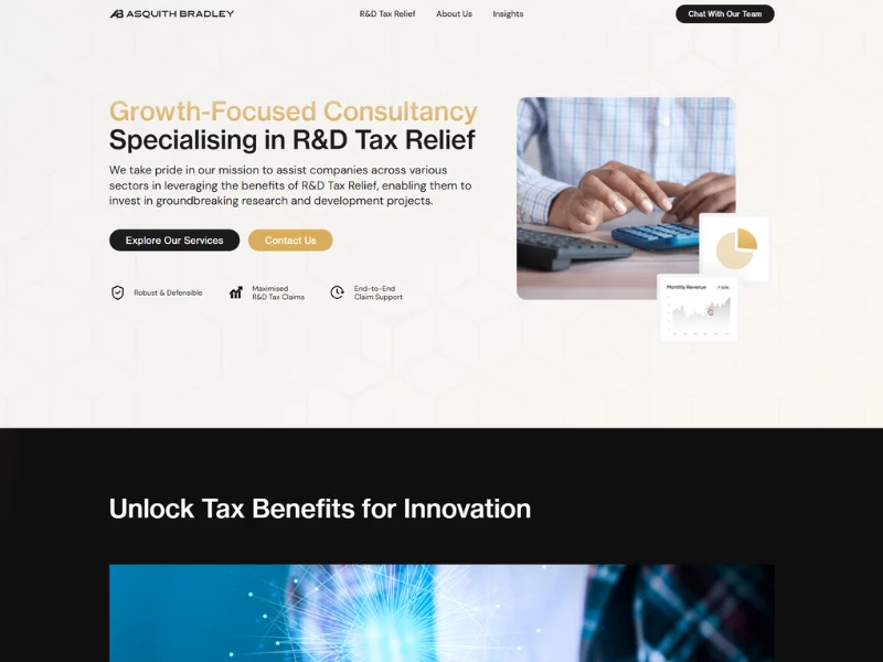 Asquith Bradley Consulting Home Page website design by Prismatico Studio.