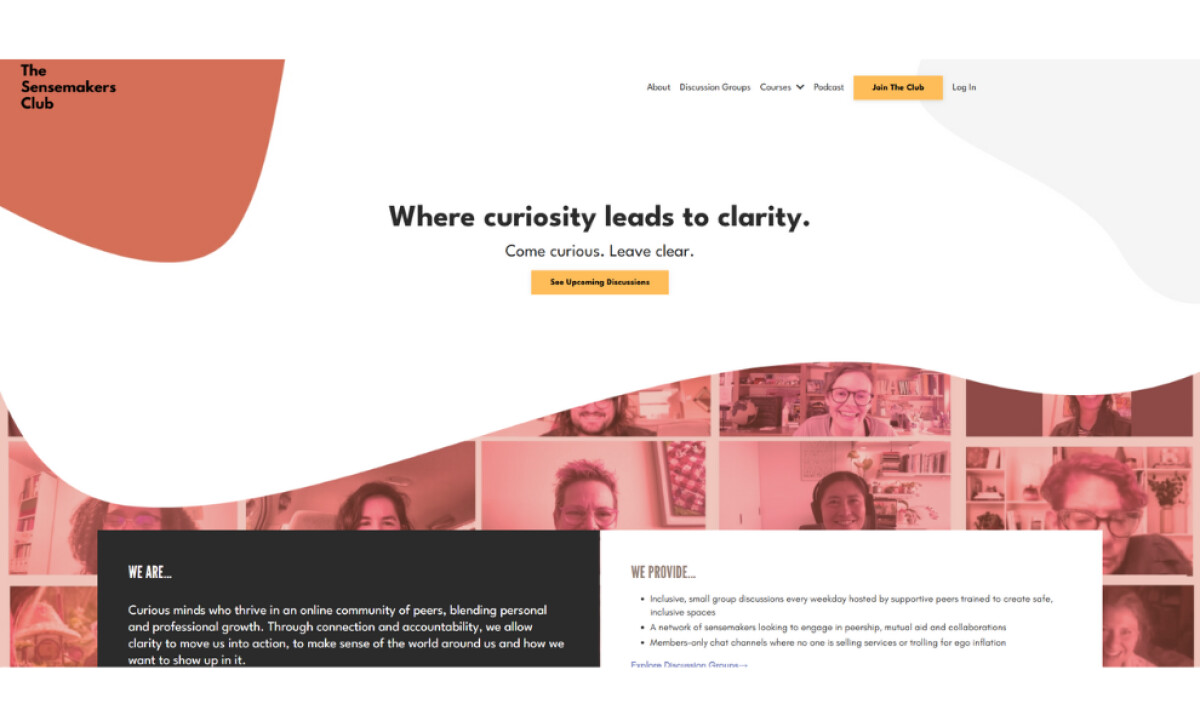 THE SENSEMAKER CLUB Home Page website design by SIERRA LIN DESIGN.