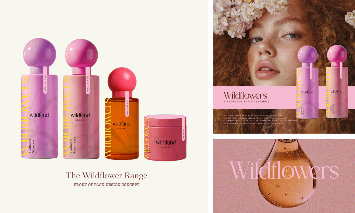 Product lineup for Wildkind The Wildflowers Range by Studio Deia.