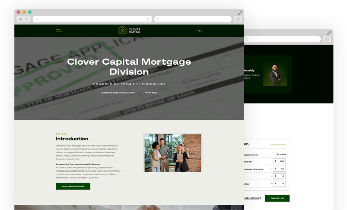 Clover Capital's Neutral Colored Website