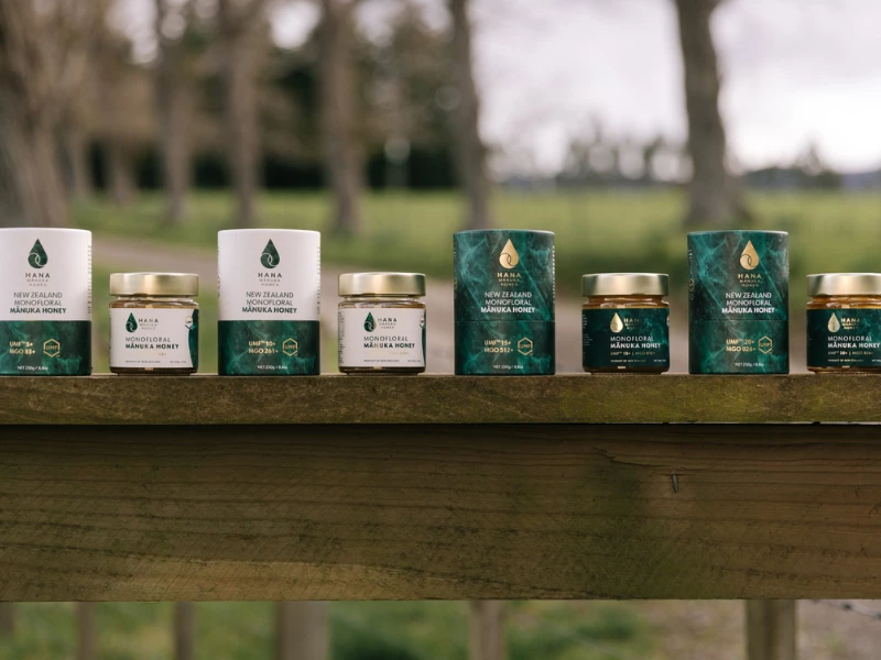 Hana Manuka Honey packaging design by Jess Wilson Design.