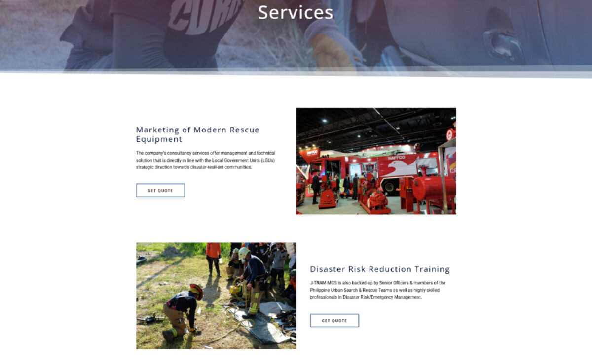 J-TRAM services section by Synergize Studios.