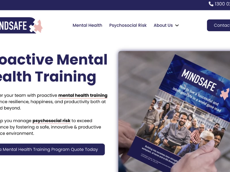 Mindsafe Home Page website design by ZB Marketing.