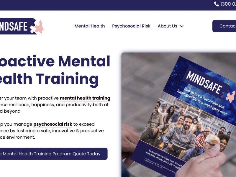 Mindsafe Home Page website design by ZB Marketing.
