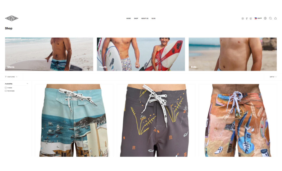 Ocean Zone shop section by Ever Brands.