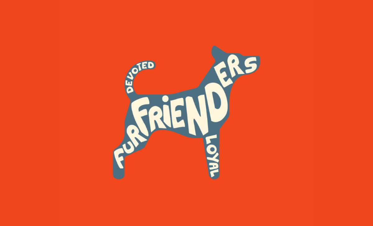 FurFrienders logo on an orange background by Tina Cernero.