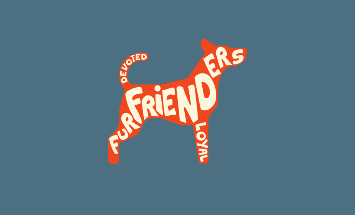 FurFrienders logo on a blue background by Tina Cernero.