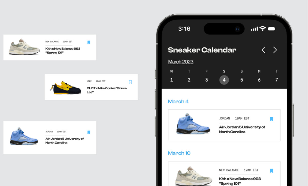SneakPeak's Calendar Feature