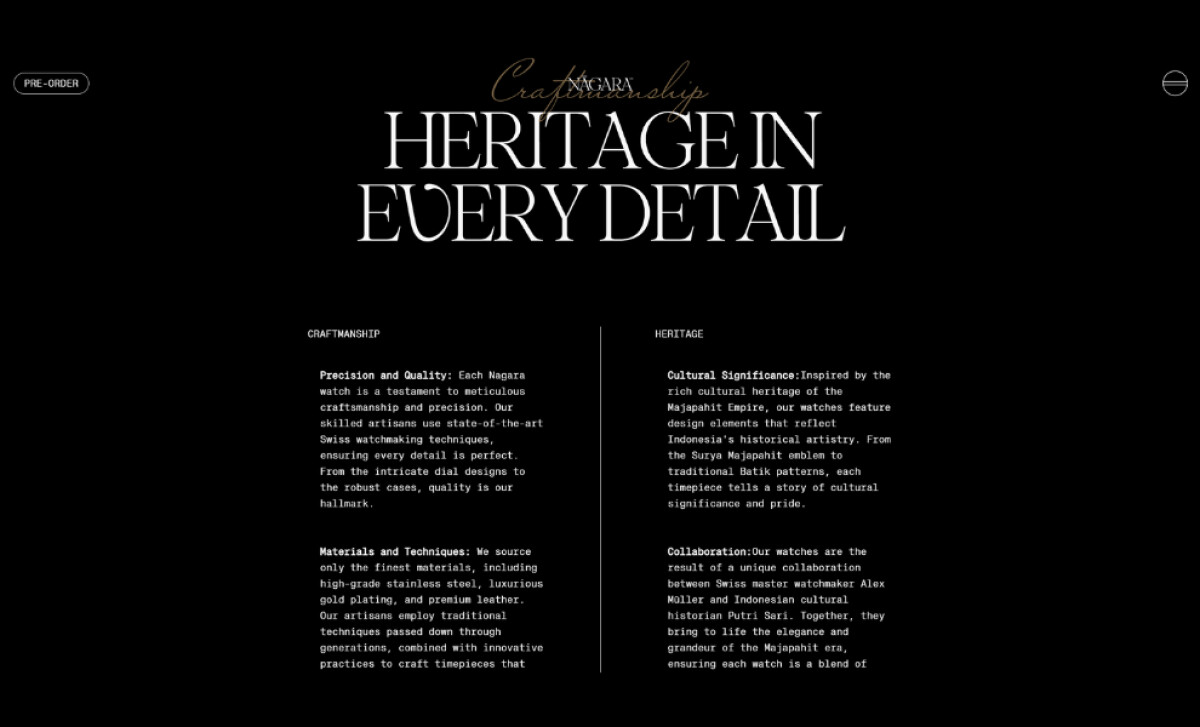 Nagara's craftsmanship and heritage page design by Studio•Bamo.J®.