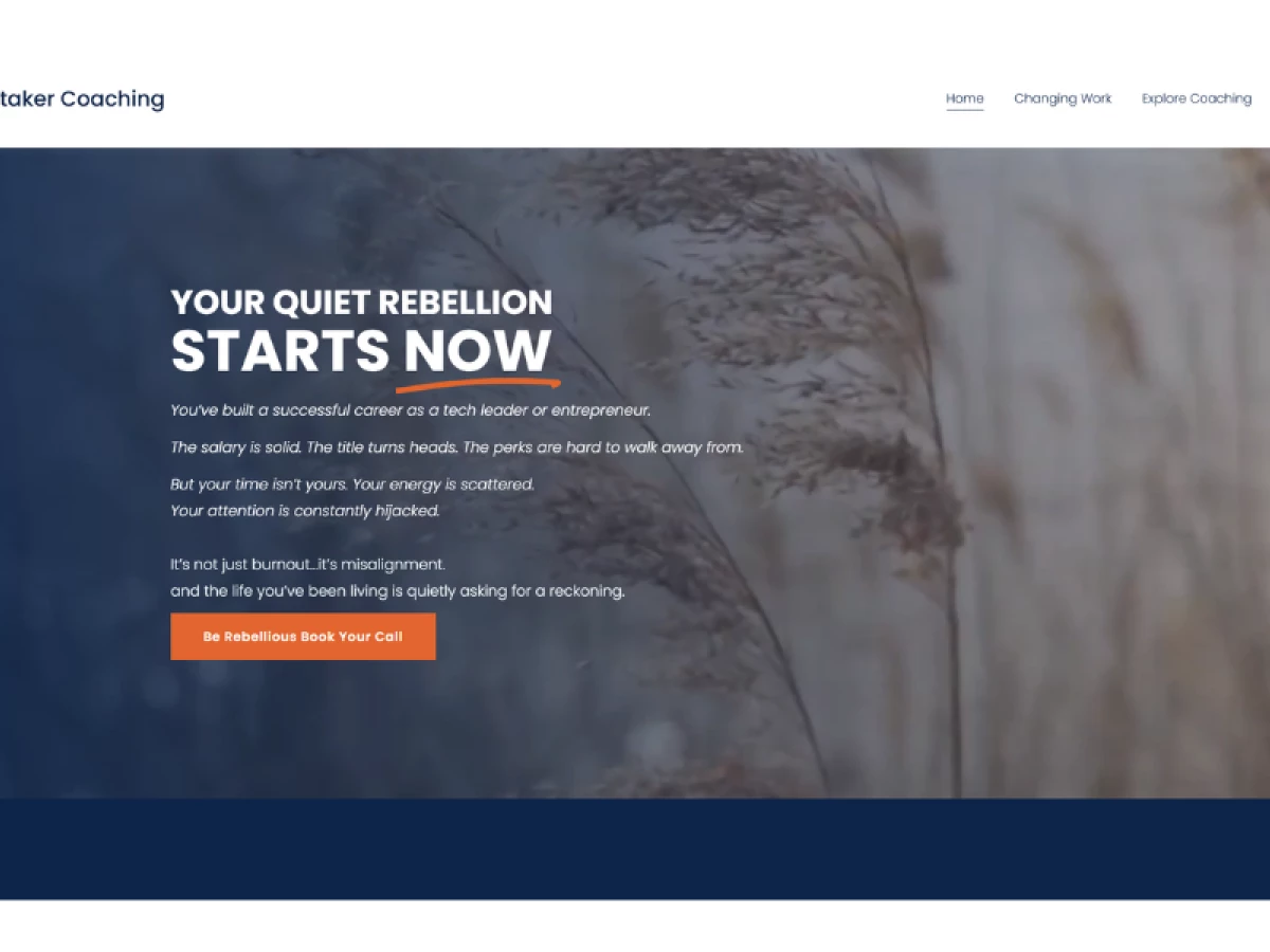 Nicholas Whitaker Coaching Home Page website design by Design Mingle.