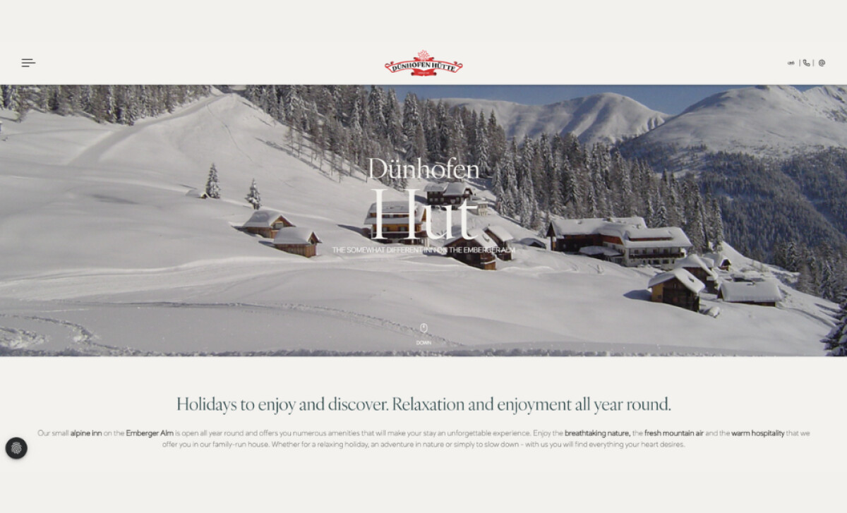 Dünhofenhütte website design by Artifica Media Solutions.