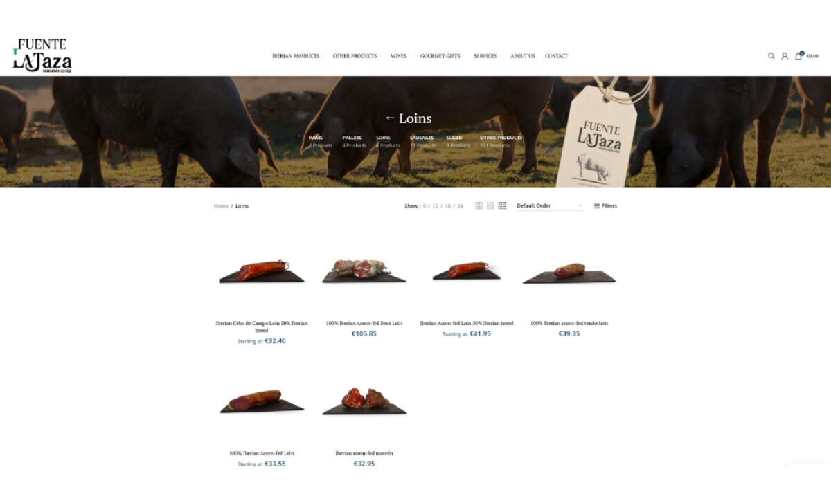 Jamón de Montánchez iberian products by Creoideas Diseño Web.