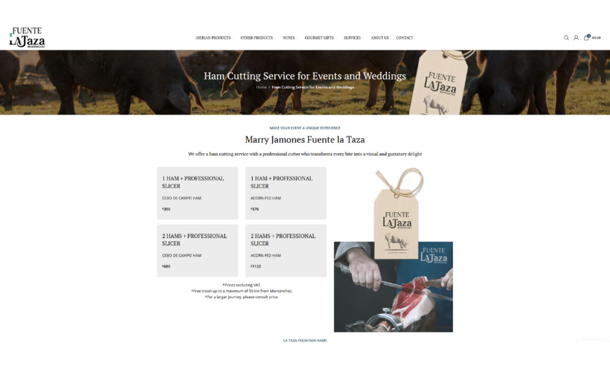 Jamón de Montánchez services by Creoideas Diseño Web.