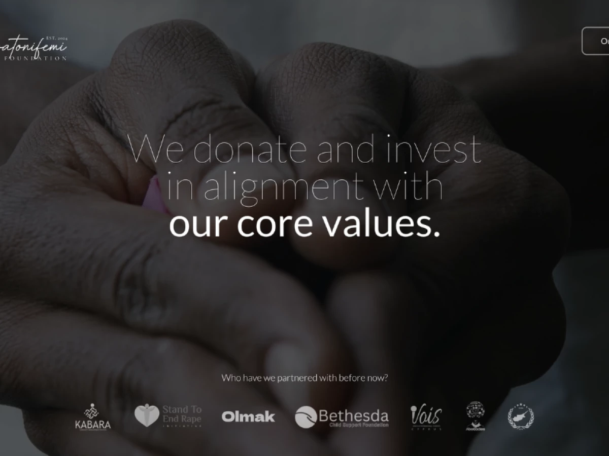 Oluwatonifemi Foundation Home Page website design by Extrafem.
