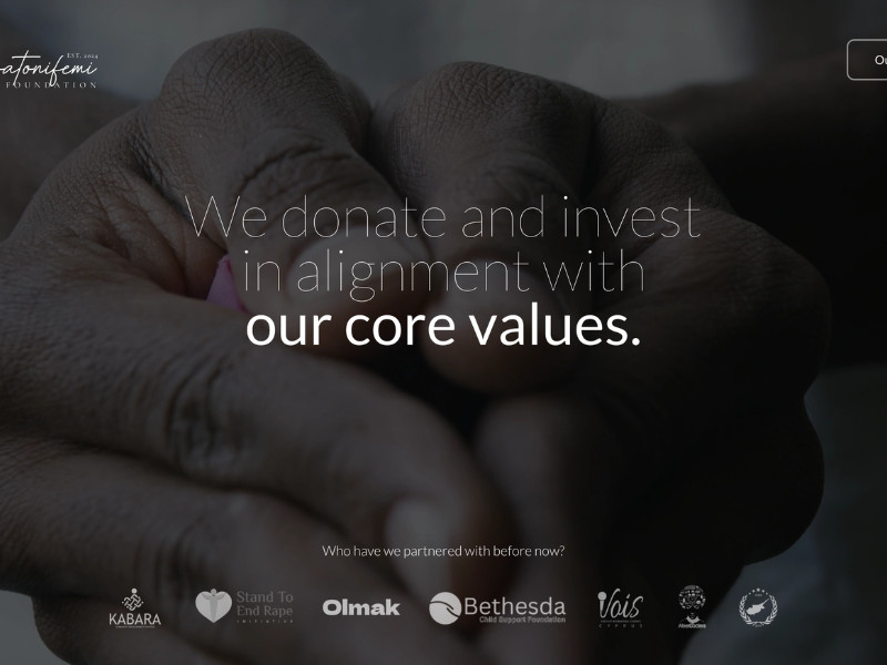 Oluwatonifemi Foundation Home Page website design by Extrafem.