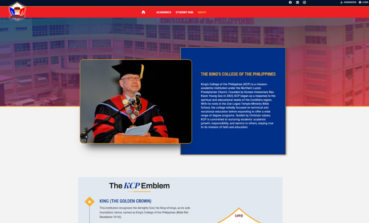 King’s College of the Philippines about section by Lily Pad Digital Solutions.