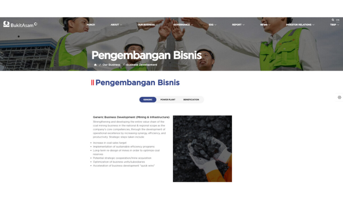 PT Bukit Asam Tbk: Beyond Coal business section by Busybits Solusi Teknologi.